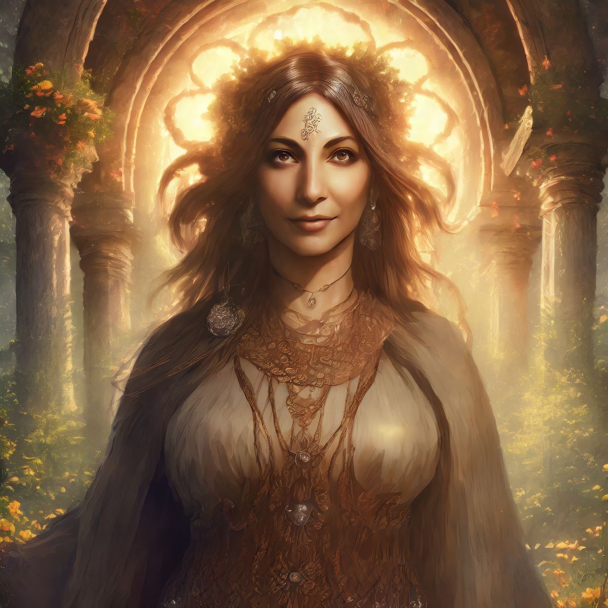A portrait of the Goddess Lachesis Moirai.