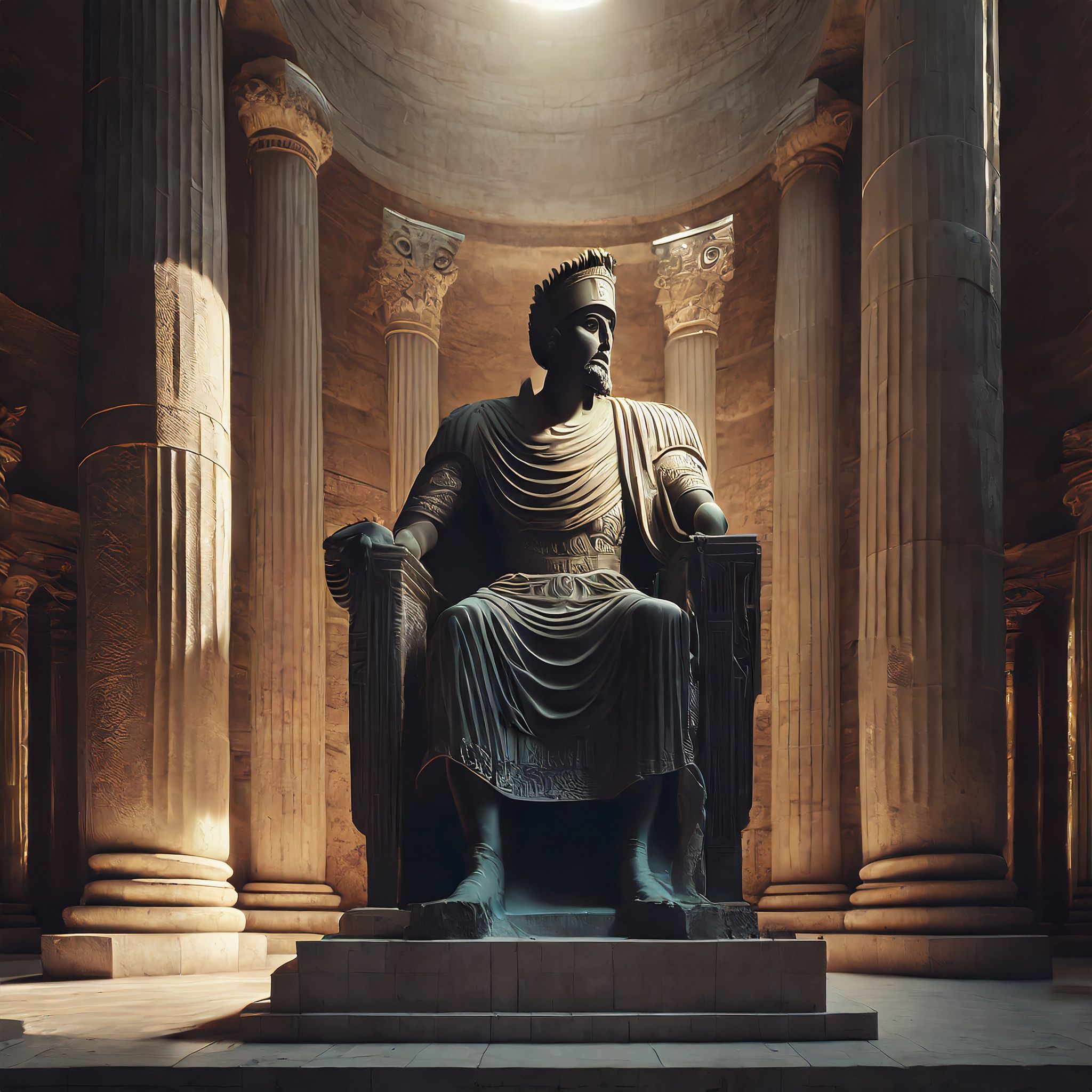A statue of Roman Emperor Caligula located in the Temple of Jerusalem.