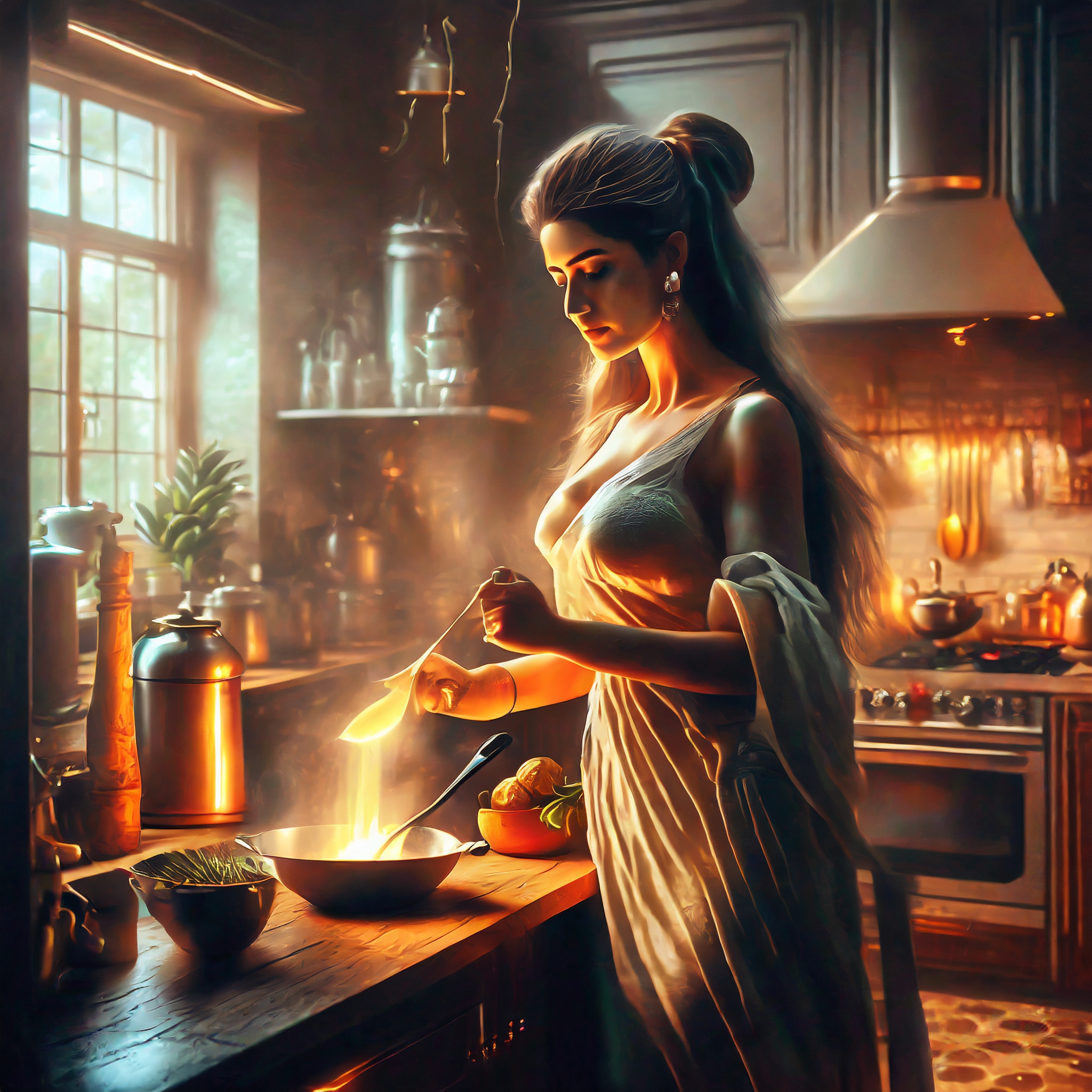Pom Hork cooking in the kitchen. Image generated by Adobe Firefly.